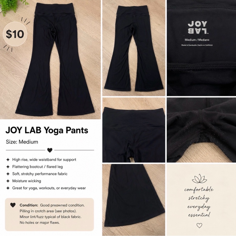 JoyLab Black Flared Yoga Pants - Medium